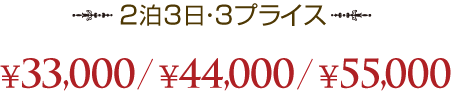 【2泊3日・3プライス】33,000円/44,000円/55,000円