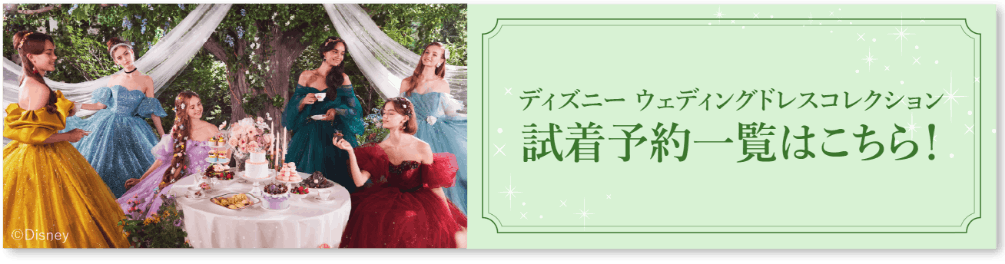 ディズニー ウェディングドレスコレクション 試着予約一覧はこちら！